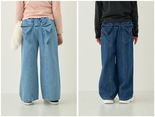 日本童裝 Ly# mine 後繫帶蝴蝶結牛仔褲 100-140cm 女童款 秋季 PANTS