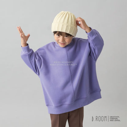 日本童裝 b・R# 吸水速乾 寬鬆配色縫線衛衣 100-150cm 男童款/女童款 冬季 TOPS