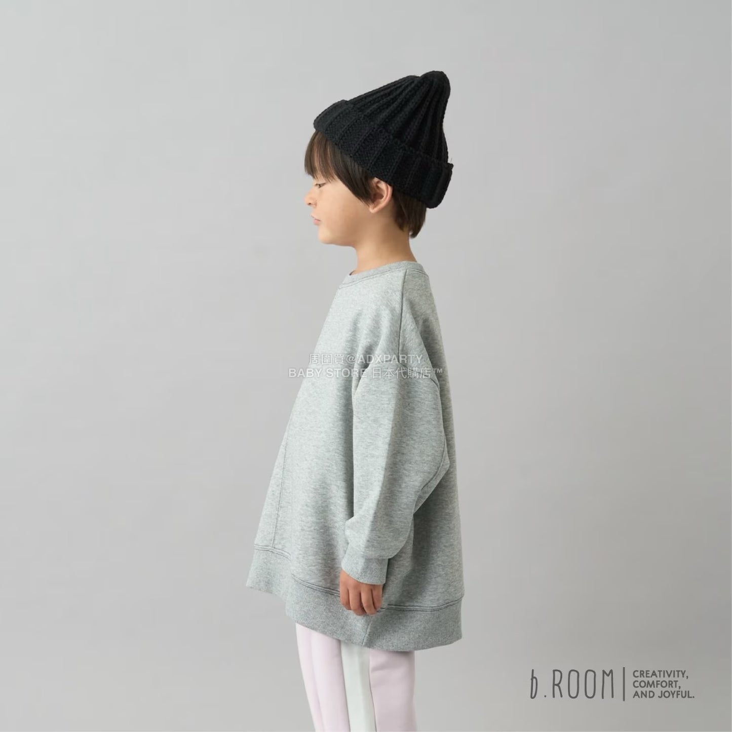 日本童裝 b・R# 吸水速乾 寬鬆配色縫線衛衣 100-150cm 男童款/女童款 冬季 TOPS