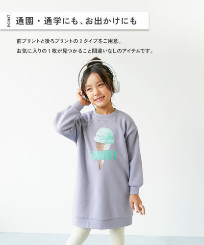 日本童裝 dev!rock 抓毛印花衛衣連身裙 100-160cm 女童款 冬季 DRESSES
