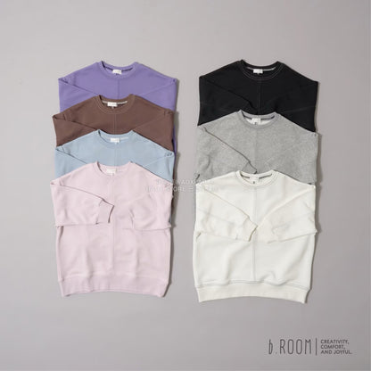 日本童裝 b・R# 吸水速乾 寬鬆配色縫線衛衣 100-150cm 男童款/女童款 冬季 TOPS