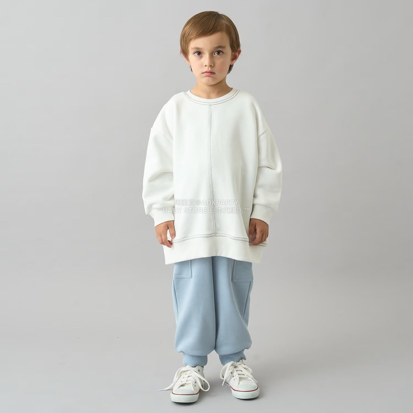 日本童裝 b・R# 吸水速乾 寬鬆配色縫線衛衣 100-150cm 男童款/女童款 冬季 TOPS