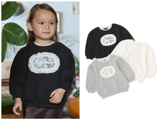 日本童裝 pe#main 蕾絲logo衛衣 80-130cm 女童款 秋季 TOPS