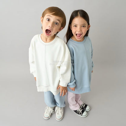 日本童裝 b・R# 吸水速乾 寬鬆配色縫線衛衣 100-150cm 男童款/女童款 冬季 TOPS