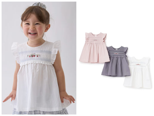 日本童裝 pe#main 士多啤梨刺繡上衣 80-130cm 女童款 夏季 TOPS