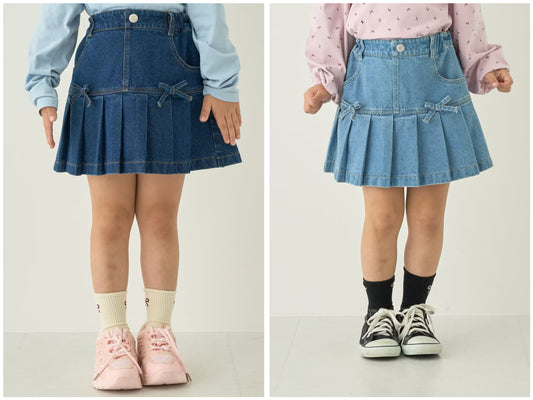 日本童裝 Ly# mine 牛仔百摺裙 100-140cm 女童款 秋季 SKIRTS