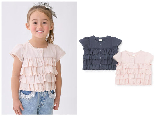 日本童裝 pe#main 蕾絲荷葉邊上衣 80-130cm 女童款 夏季 TOPS