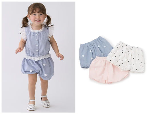 日本童裝 pe#main 泡泡繡花短褲 80-130cm 女童款 夏季 PANTS