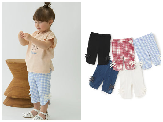 日本童裝 pe#main 防污系列 七分長蝴蝶結短褲 80-130cm 女童款 夏季 PANTS
