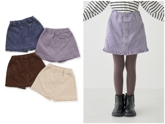 日本童裝 Ly# mine 荷葉邊燈芯絨裙褲 100-140cm 女童款 秋季 PANTS
