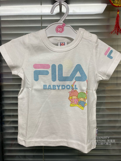 現貨區1-2日寄出--日本童裝 Babydoll x Fila x Sanrio 上衣 90cm 女童款 夏季 TOPS