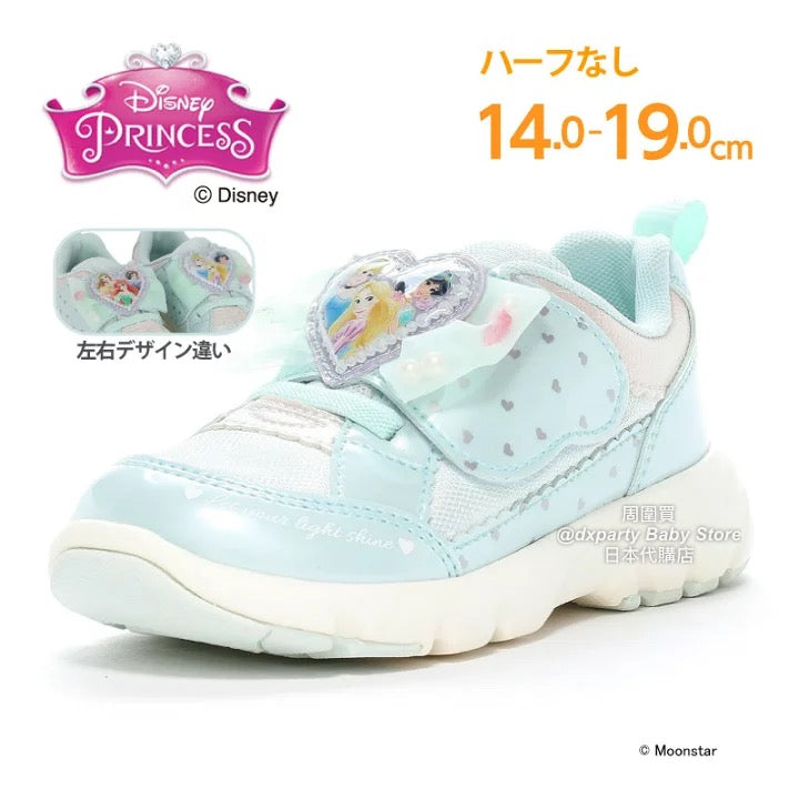 日本直送 moonstar x Disney Princess 抗菌防臭 健康機能兒童鞋 14-19cm 女童款 鞋系列