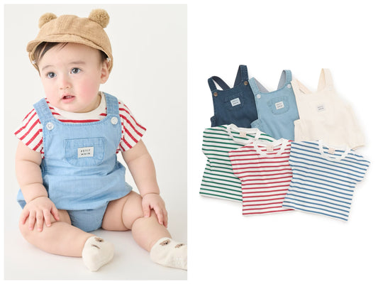日本童裝 pe#main 上衣及吊帶連體褲 70-80cm 男童款 初生嬰兒 夏季 TOPS Jumpsuit