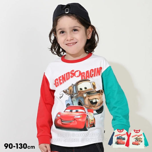 Japanese BDL x Disney Cars two-tone sleeve top 90-130cm boys' autumn TOPS 