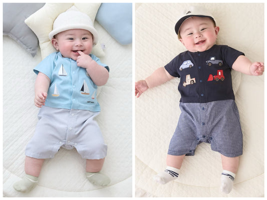 日本童裝 pe#main 拼接連衣 70-80cm 男童款 初生嬰兒 夏季 Jumpsuit