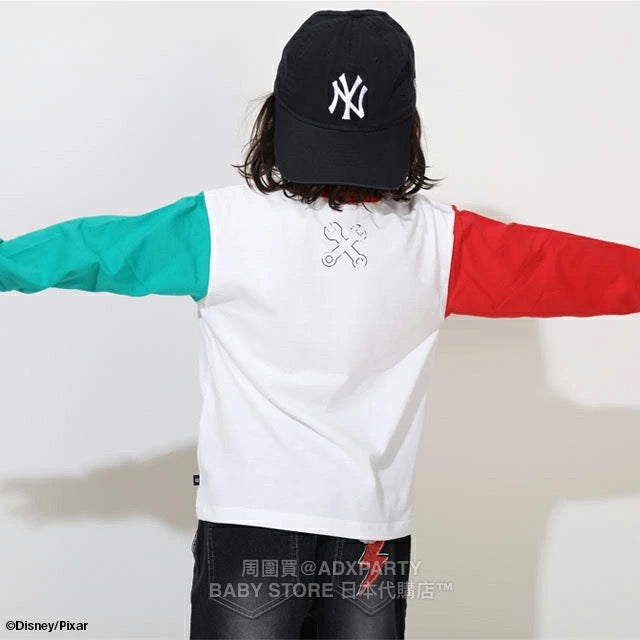 Japanese BDL x Disney Cars two-tone sleeve top 90-130cm boys' autumn TOPS 
