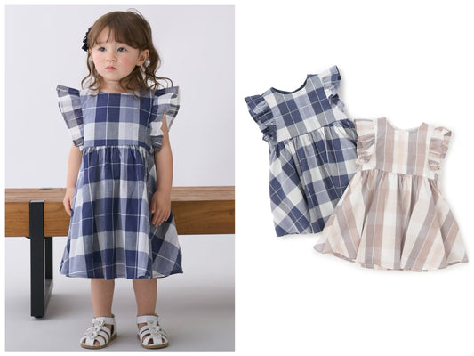日本童裝 pe#main 格子喇叭身裙 80-130cm 女童款 夏季 DRESSES