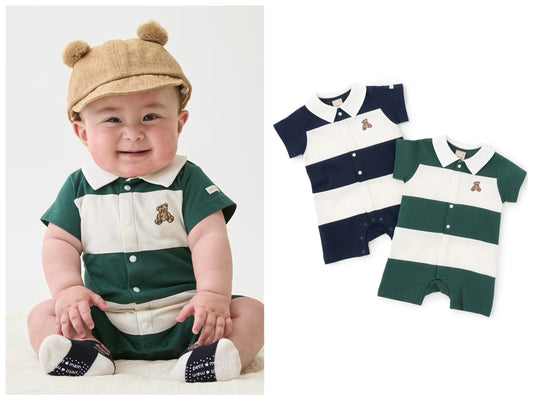 日本童裝 pe#main 熊仔polo連衣 70-80cm 男童款 初生嬰兒 夏季 Jumpsuit