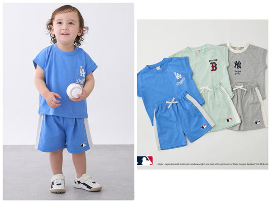 日本童裝 pe#main x 【MLB】上衣短褲兩件套裝 80-130cm 男童款 夏季 TOPS PANTS
