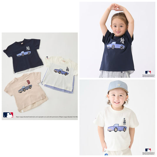 日本童裝 pe#main x 【MLB】汽車貼花上衣 80-130cm 男童款/女童款 夏季 TOPS
