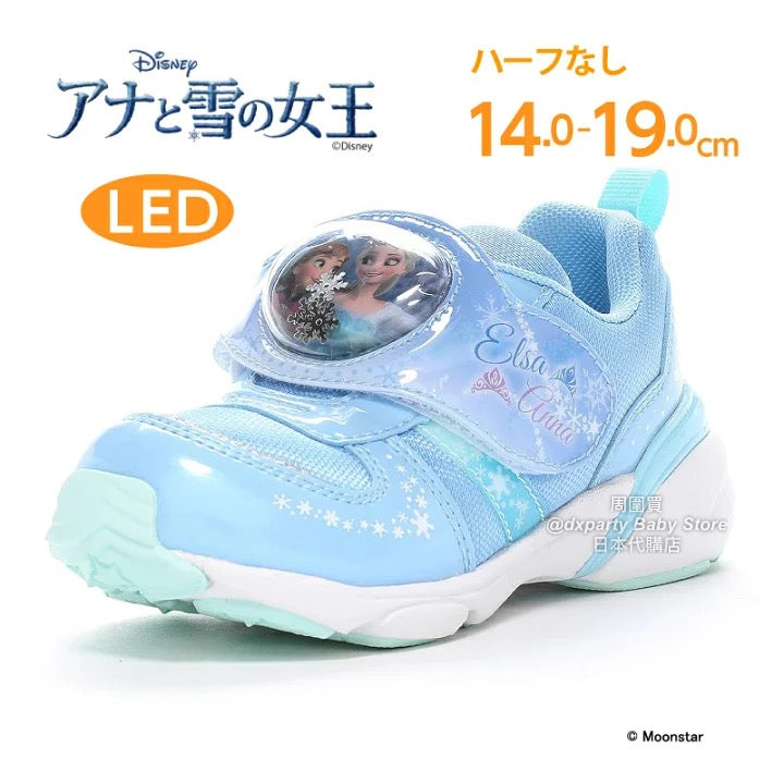 日本直送 moonstar x Disney Frozen LED發光 抗菌防臭 健康機能兒童鞋 14-19cm 女童款 鞋系列