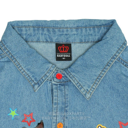 Japanese BDL x Disney ToyStory Printed Denim Shirt (S-XL Adult Summer TOPS) 