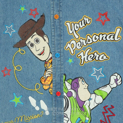 Japanese BDL x Disney ToyStory Printed Denim Shirt (S-XL Adult Summer TOPS) 