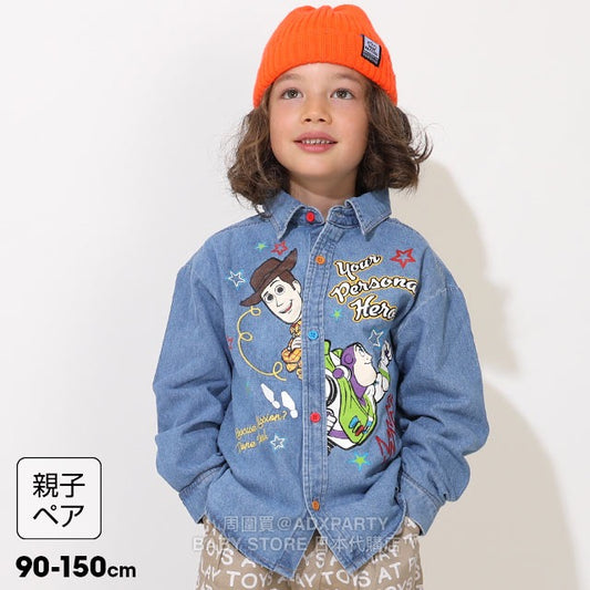 Japanese BDL x Disney Toy Story Printed Denim Shirt (90-150cm) for Boys and Girls Summer TOPS 