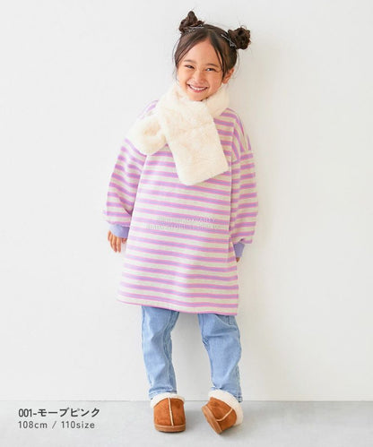 日本童裝 dev!rock 抓毛間條衛衣裙 100-160cm 女童款 冬季 DRESSES