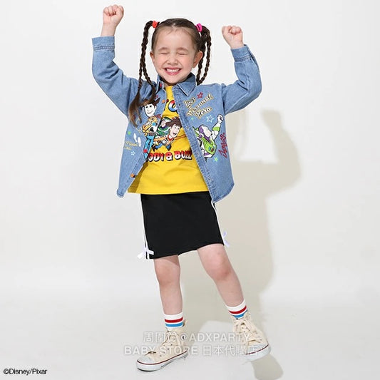 Japanese BDL x Disney Toy Story Printed Denim Shirt (90-150cm) for Boys and Girls Summer TOPS 