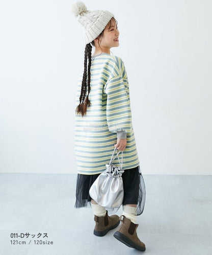 日本童裝 dev!rock 抓毛間條衛衣裙 100-160cm 女童款 冬季 DRESSES