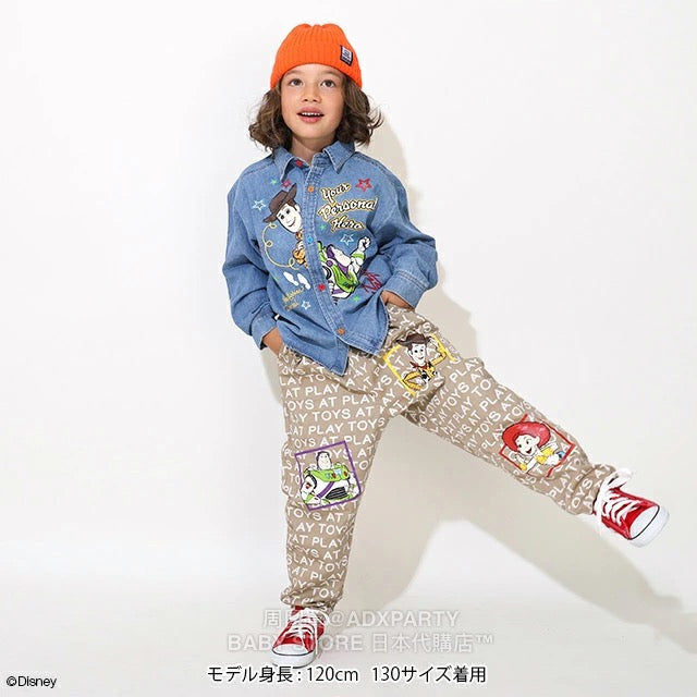 Japanese BDL x Disney Toy Story Printed Denim Shirt (90-150cm) for Boys and Girls Summer TOPS 