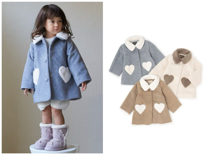 日本童裝 pe#main 毛領心型口袋外套 80-130cm 女童款 冬季 (適合香港平均溫度、寒冷天氣）OUTERWEAR