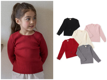 日本童裝 pe#main 羅紋針織上衣 80-130cm 女童款 冬季 TOPS 聖誕紅/新年紅