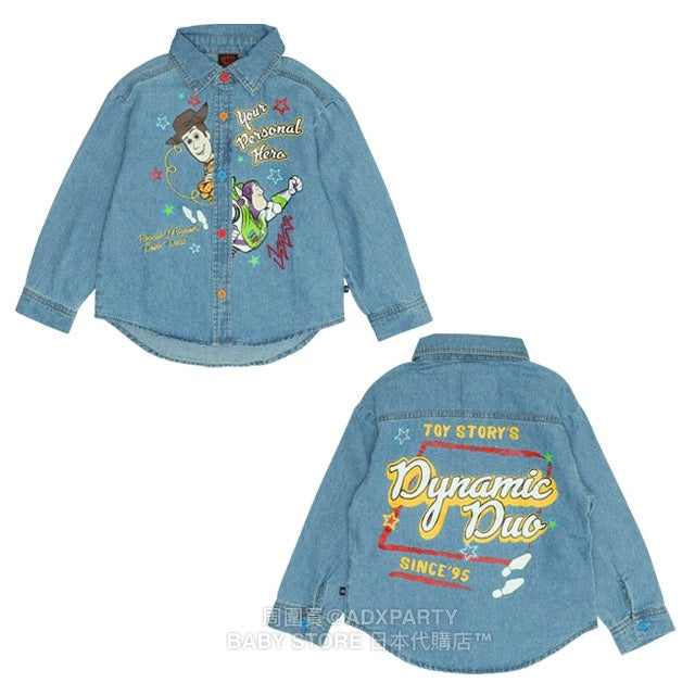 Japanese BDL x Disney Toy Story Printed Denim Shirt (90-150cm) for Boys and Girls Summer TOPS 