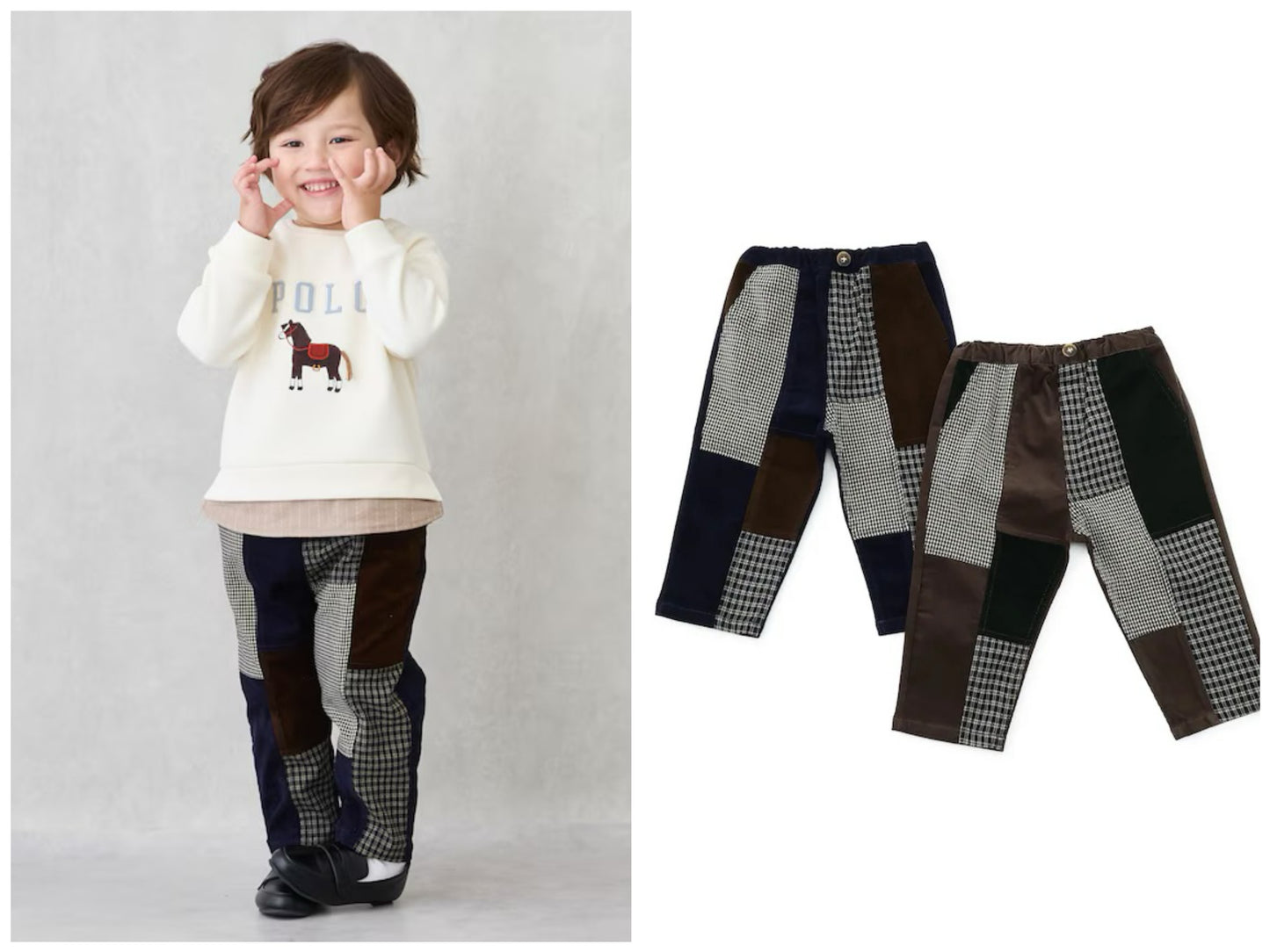 日本童裝 pe#main 拼布長褲 80-130cm 男童款 冬季 PANTS