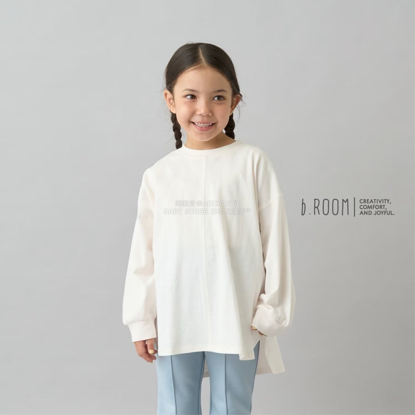 日本童裝 b・R# 簡約寬鬆oversized長袖上衣 100-150cm 男童款/女童款 冬季 TOPS