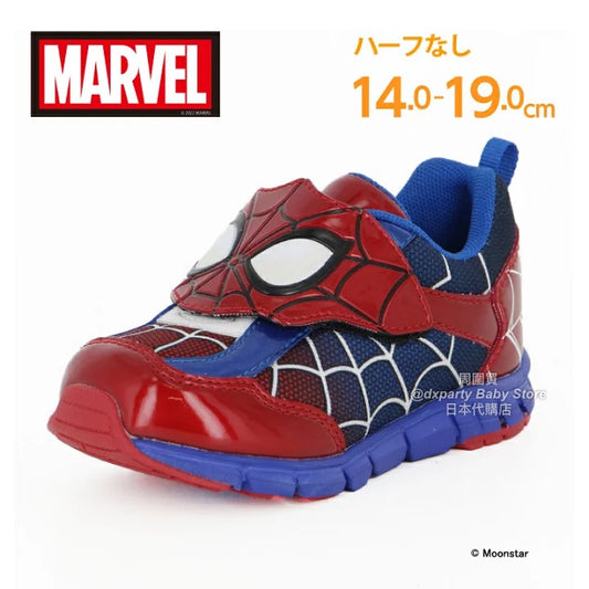 Moonstar x Marvel Spider-Man shoes (shipped directly from Japan) with antibacterial, odor-resistant, and wear-resistant soles for healthy function. 14-19cm for boys.