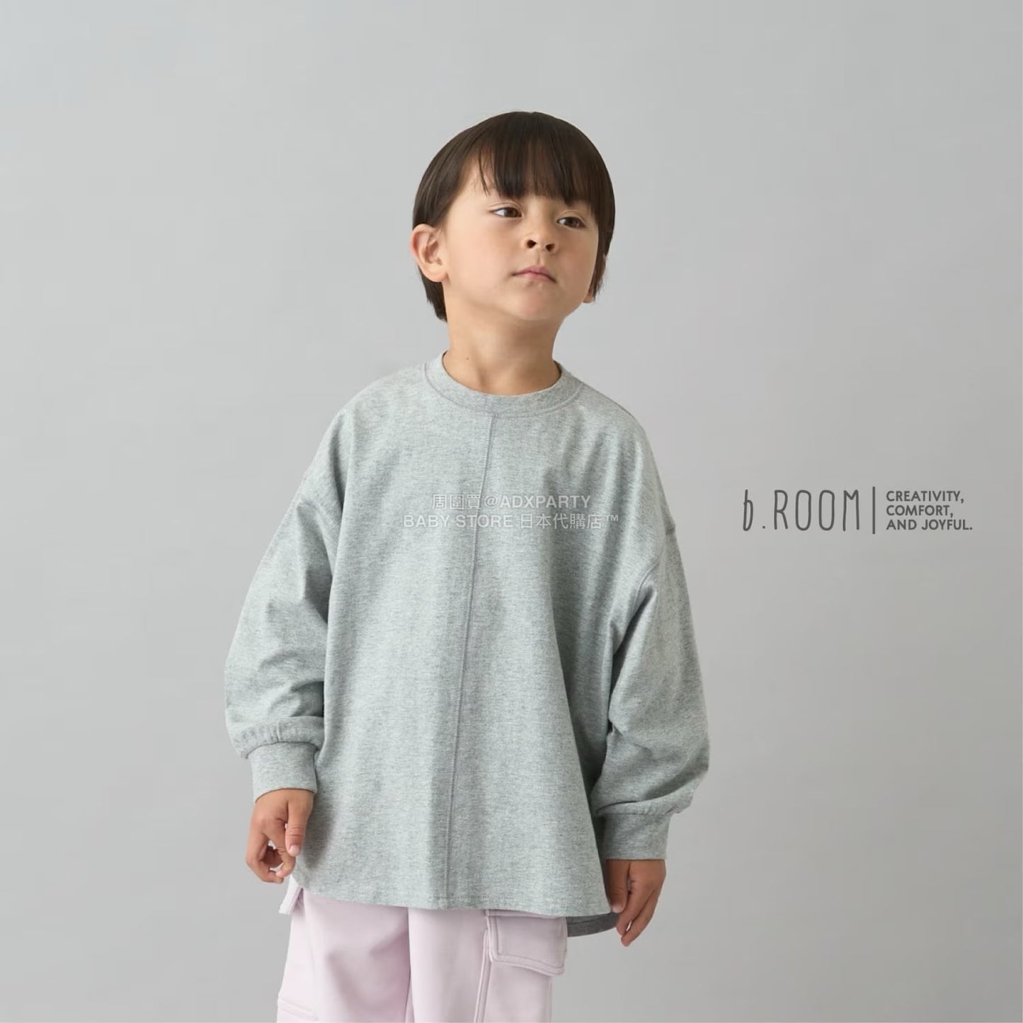 日本童裝 b・R# 簡約寬鬆oversized長袖上衣 100-150cm 男童款/女童款 冬季 TOPS