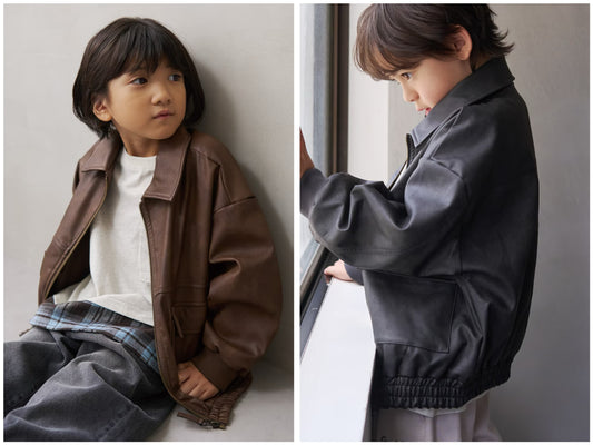 日本童裝 b・R# 仿皮皮褸外套 110-140cm 男童款 冬季(適合初秋、香港平均溫度、寒冷天氣）OUTERWEAR 【日本預售：2026年9月中旬】