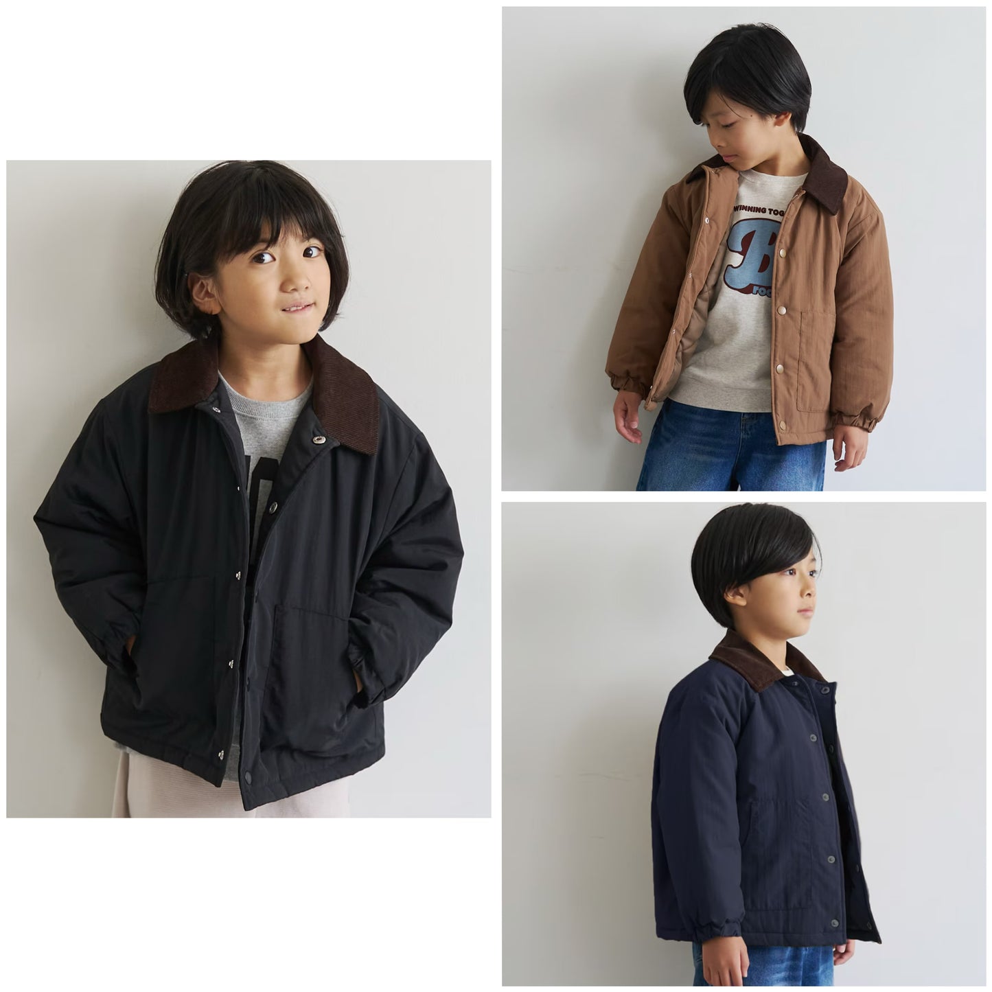 日本童裝 b・R# 燈芯絨領絎縫夾棉外套 100-140cm 男童款 冬季 (適合香港平均溫度、寒冷天氣、溫度低天氣）OUTERWEAR 【日本預售：2026年9月中旬】