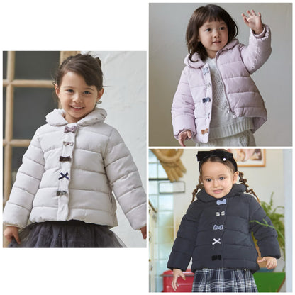 日本童裝 pe#main 蝴蝶結夾棉外套 80-130cm 女童款 冬季 (適合香港平均溫度、寒冷天氣、溫度低天氣）OUTERWEAR