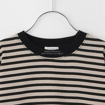 日本童裝 b・R# 簡約寬鬆oversized條紋長袖上衣 100-150cm 男童款/女童款 冬季 TOPS