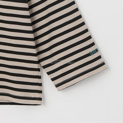 日本童裝 b・R# 簡約寬鬆oversized條紋長袖上衣 100-150cm 男童款/女童款 冬季 TOPS