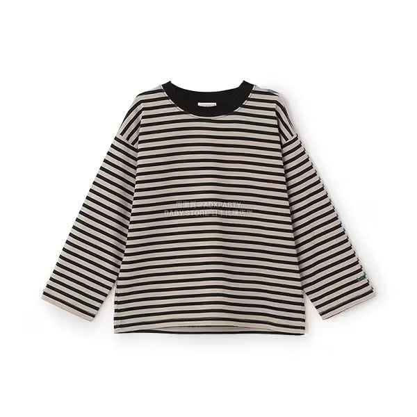 日本童裝 b・R# 簡約寬鬆oversized條紋長袖上衣 100-150cm 男童款/女童款 冬季 TOPS