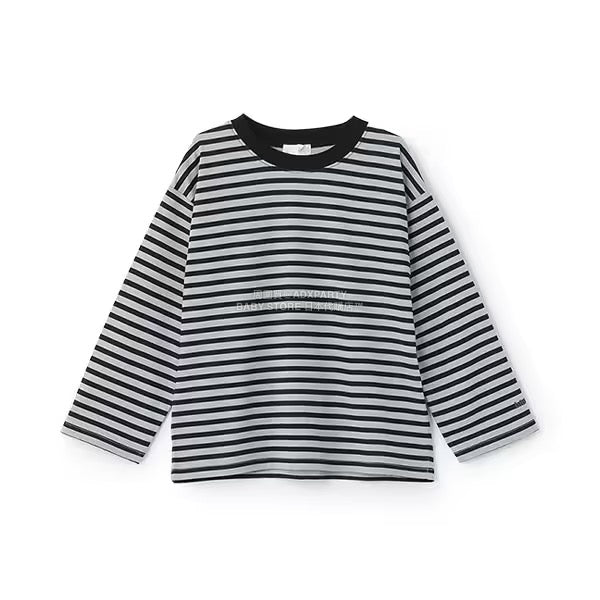 日本童裝 b・R# 簡約寬鬆oversized條紋長袖上衣 100-150cm 男童款/女童款 冬季 TOPS