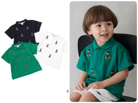 日本童裝 pe#main x Disney polo短袖上衣 80-130cm 男童款 夏季 TOPS