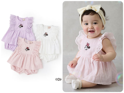 日本童裝 pe#main x Disney 兩件套裝 70-80cm 女童款 初生嬰兒 夏季 TOPS PANTS