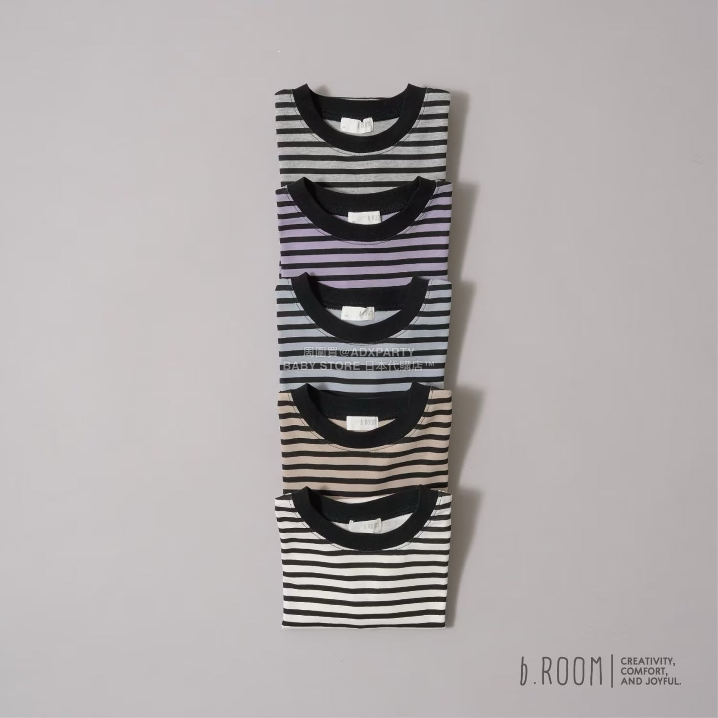 日本童裝 b・R# 簡約寬鬆oversized條紋長袖上衣 100-150cm 男童款/女童款 冬季 TOPS