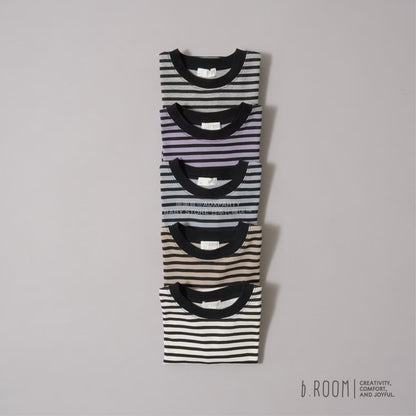 日本童裝 b・R# 簡約寬鬆oversized條紋長袖上衣 100-150cm 男童款/女童款 冬季 TOPS